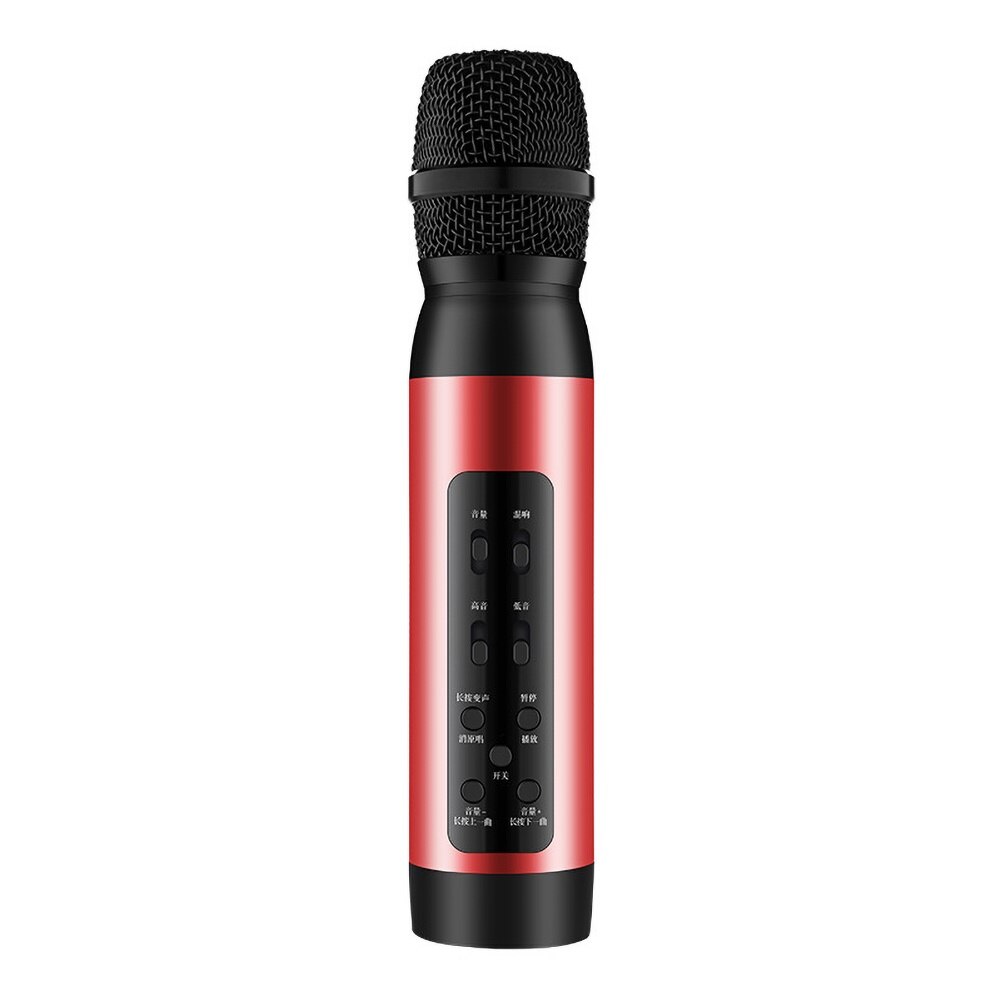 Bluetooth Wireless Microphone Karaoke Speaker KTV Music Player Singing Recorder Handheld Microphone Mic in stock: Red