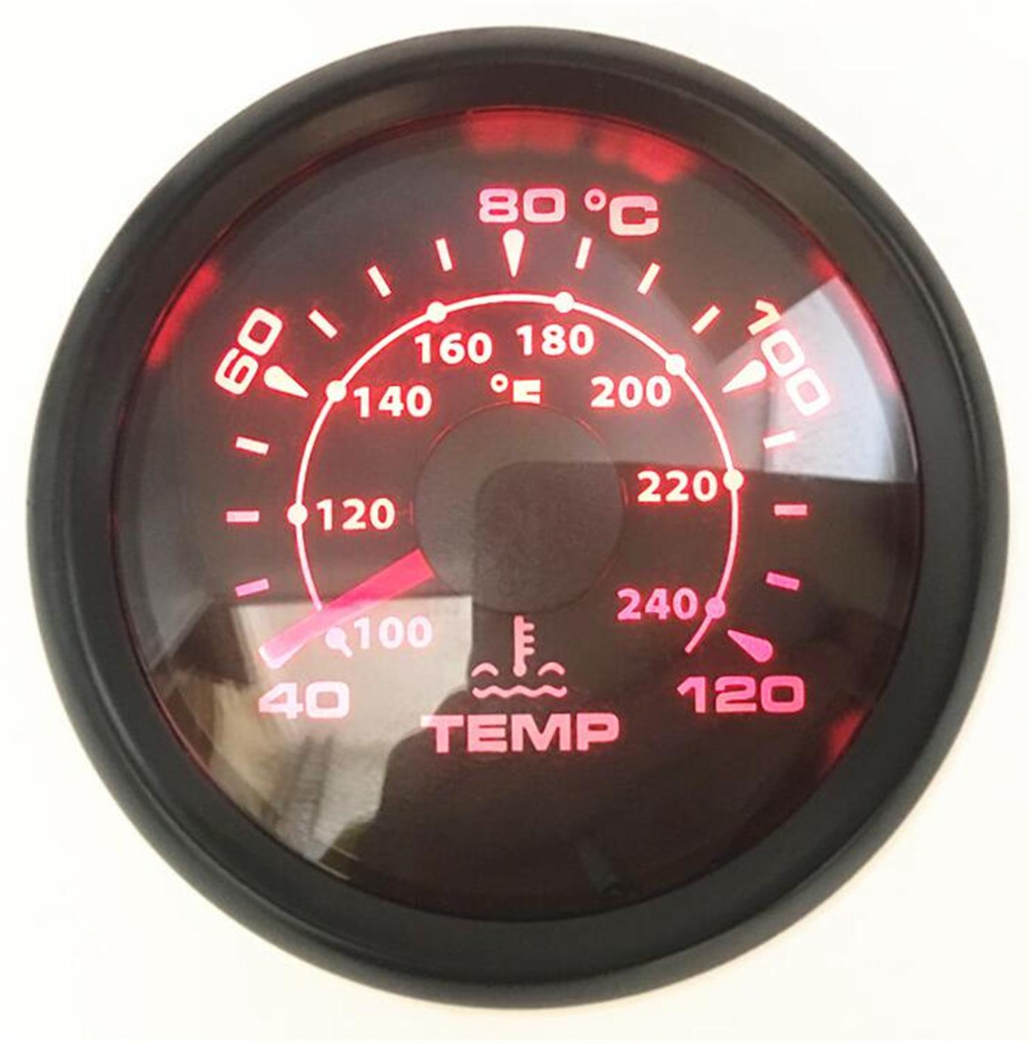 1Pc 52Mm Pointer Water Temp Meters 40-120Degree Lcd Water Temperatuur Meter 100 ~ 240 ℉ Groene Achtergrondverlichting M14x1.5 sensor Voor Auto Boot