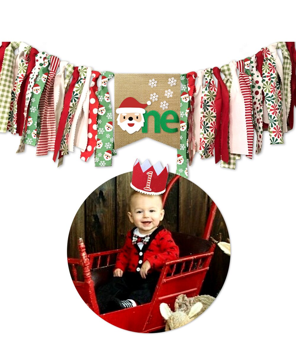 Kerst Verjaardag Decoratie Set Baby Verjaardag Cap Taart Insert Kinderen Eetkamerstoel Vlag Party Decoratie