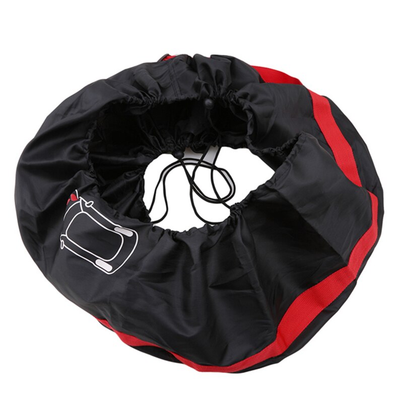 1 pçs caso capa de pneu de reposição poliéster inverno e verão sacos de armazenamento de pneus de carro acessórios de pneus automóveis veículo protetor de roda quente: Black-Small