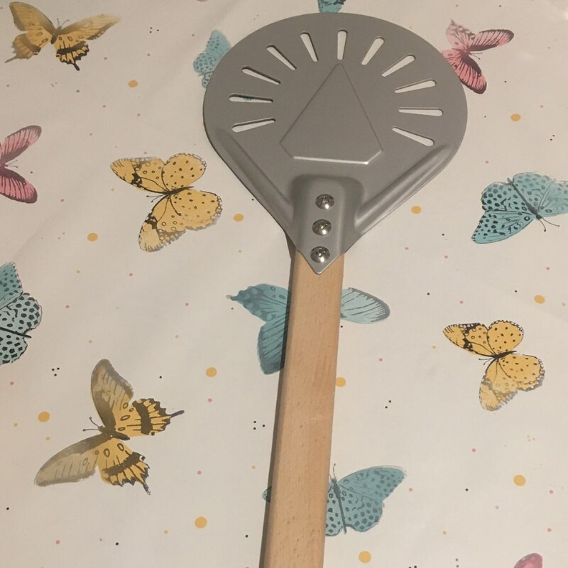 Pizza Turning Peel Aluminum Wooden Handle Pizza Peel Tool with Wooden Handle for Pizza Bread Durable Home
