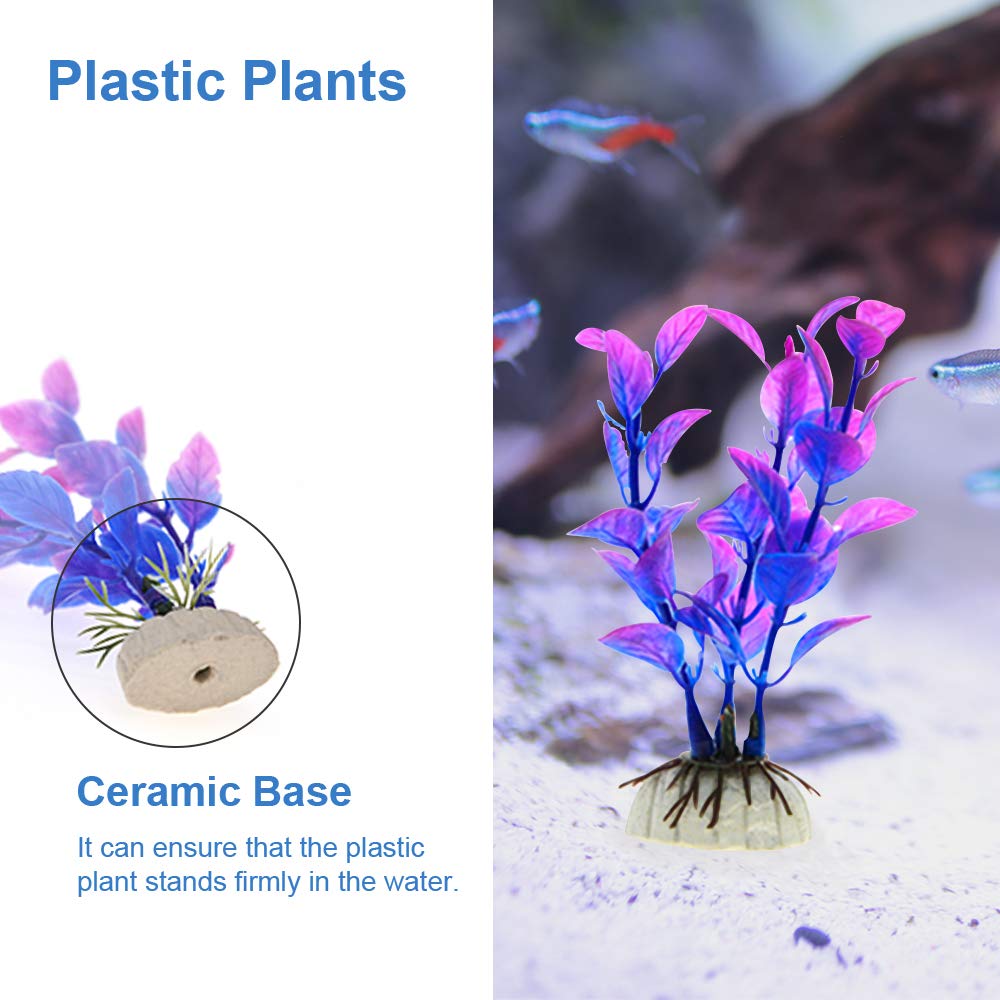 14 Packs Aquarium Decorations Fish Tank Accessories Plants Fish Tank Decor Kit with Artificial Plants and Hideouts Ornaments