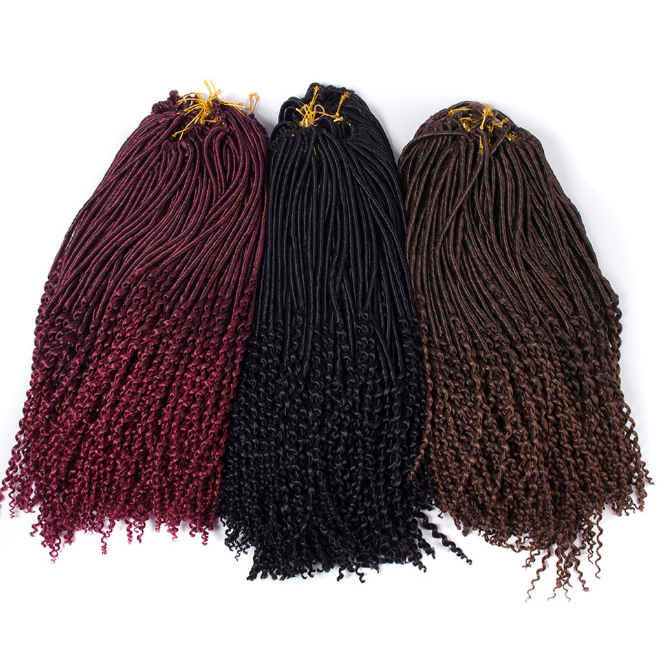 Qp hår sort hæklet faux locs 20 tommer 100g ombre hæklet fletning lås hår extensions 24 roots sort ombre farve