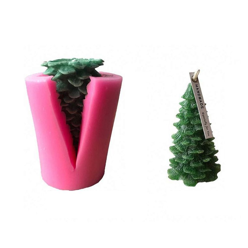 3D Kerstboom Siliconen Kaars Zeep Fondant Mold Cake Chocolate Decorating Bakvorm Tool Craft