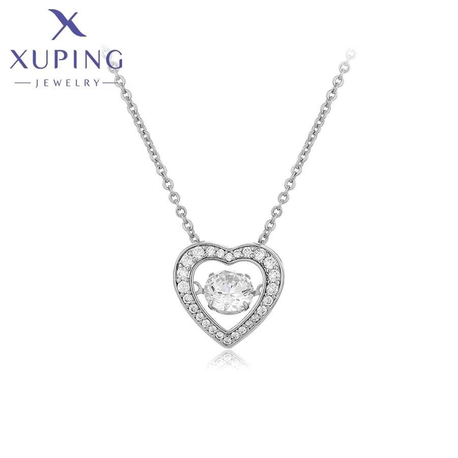 Xuping bijoux charme pierre coeur romantique pendentif collier de couleur or femmes exquis saint valentin X 000876024: Rhodium plaqué