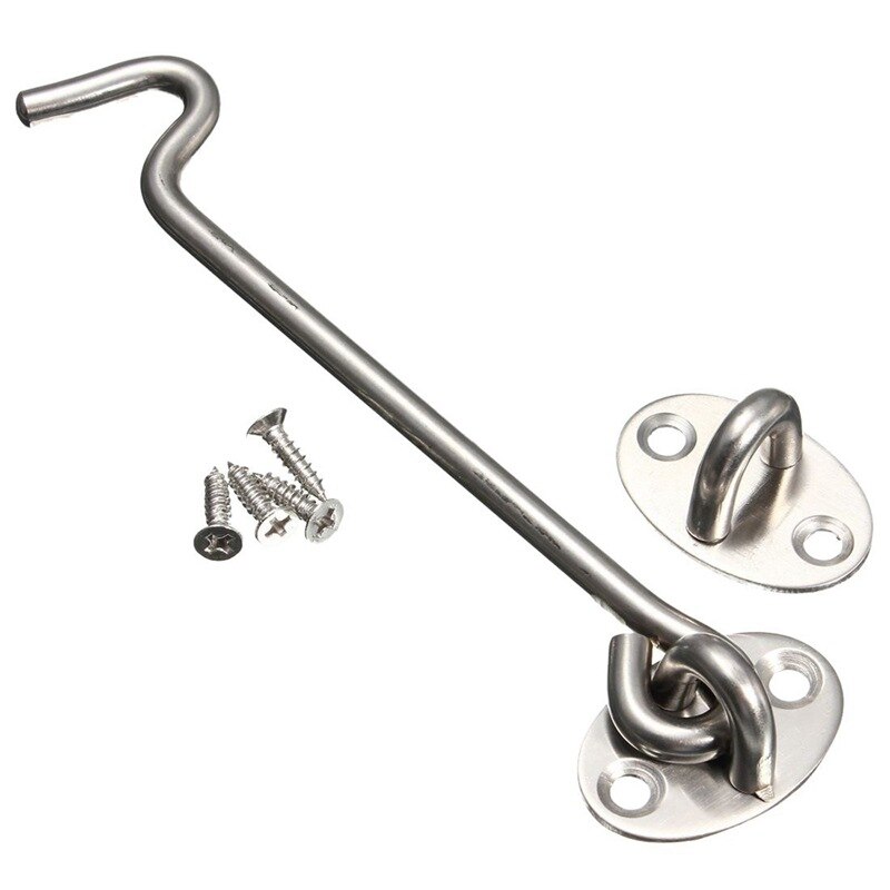 Stainless Steel Heavy Duty Cabin Hook and Eye Lock for Shed, Gate or Garage Door (200 mm/8 inch)