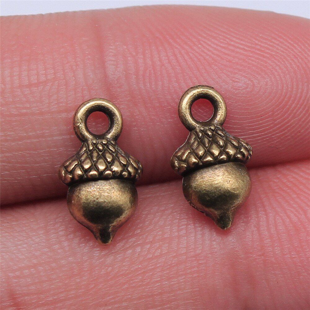 20 stuks 3d hazelnoot pinda's dennenappel bedeltjes knutselbenodigdheden handgemaakte tibetaanse sieraden: 13 x 7mm- brons