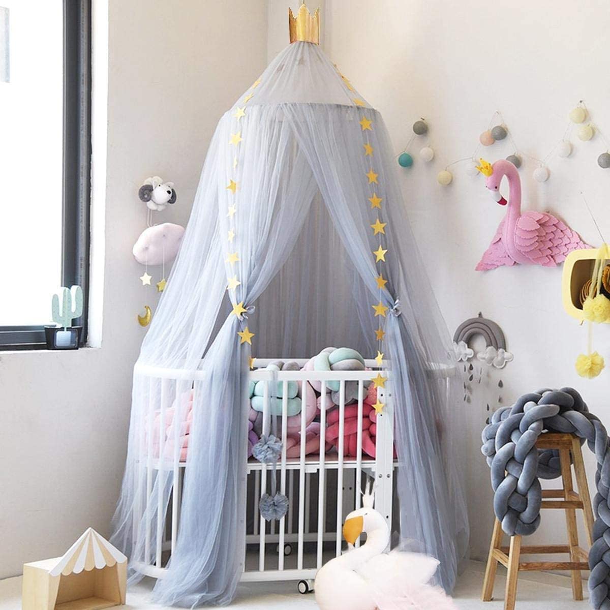 Dosel de corona para cama de bebé, cubierta de malla para decoración de dormitorio de bebé, chico