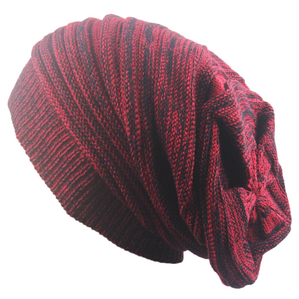 Hip hop lue vinter varm skullies strikkede luer panser varm lue kvinnelige lange luer dameluer: Rød
