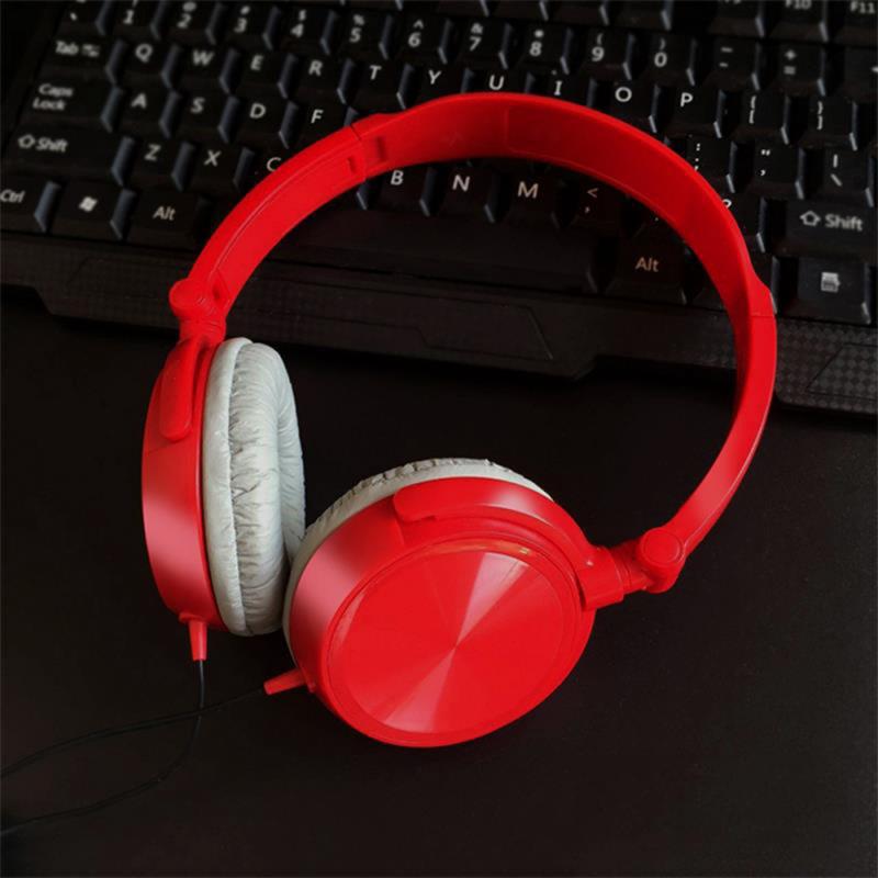 3.5mm Headphones Potable Gaming Headset Wired Earphone Fold Flat Stereo Bass Audio HiFi Headphones With Mic For Laptop PC: red with mic