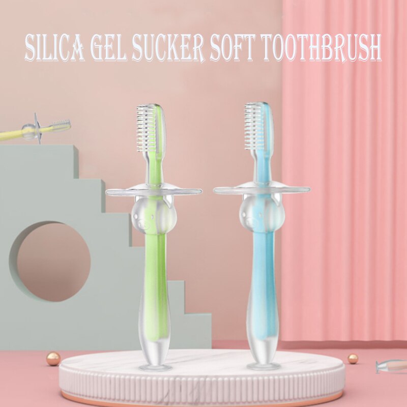 1 pièces bébé formation brosse à dents ventouse Silicone souple debout tasse brosse à dents pour les enfants de moins d'un an brosses à dents brosse de sécurité