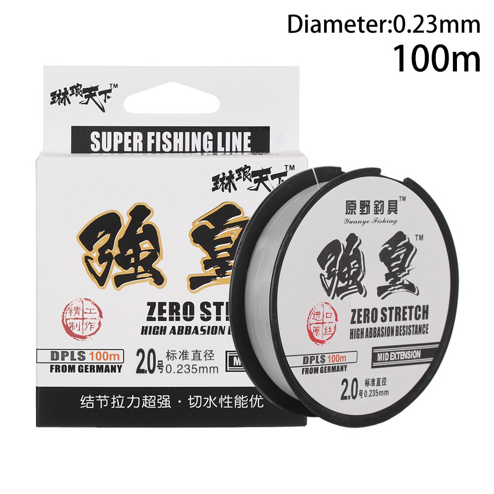 100m nylon vislijn monofilament japans materiaal voor zoutwater karpervissen fluorocarbon vislijn vliegvislijn: 2.0