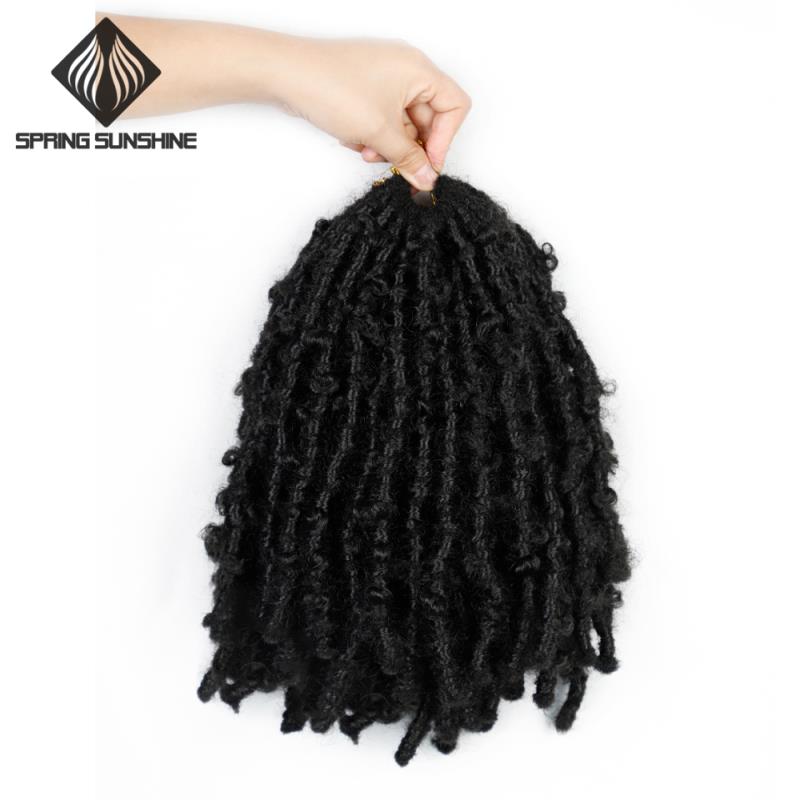 12 tuuman ahdistunut perhonen locs virkkaus hiukset perhonen bob faux locs virkatut punokset hiukset musta sotkuinen pehmeä locs tyyli
