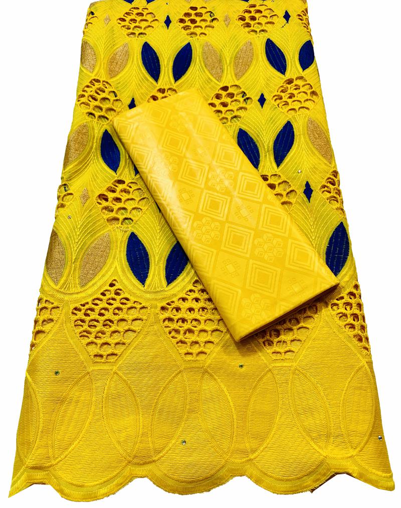 African Guinea Bazin Brocade Damask Fabric for Femme Robe VKM039 Bazin Riche Brode with Swiss Cotton Lace 2.5+2.5 yards/set: AS PIC10