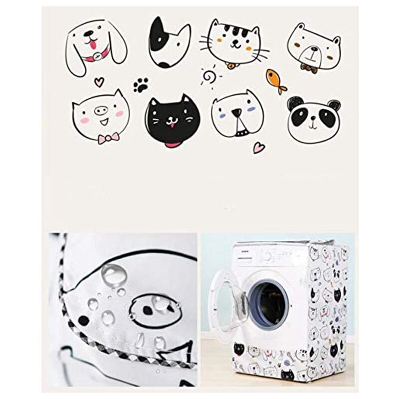 Cover for Washing Machine with Sun Protection Waterproof 9 Kg with Print Roller for Pets