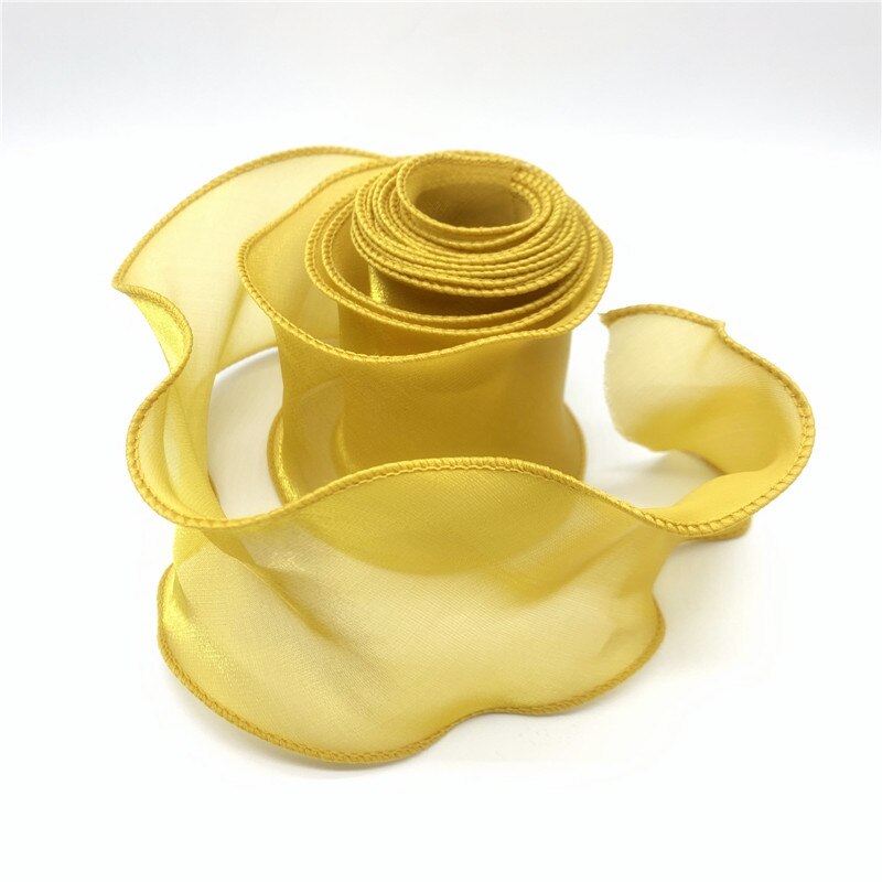 Cintas de encaje para adorno de pelo, listón Organza seda, borde ondulado de 60mm, 1 yarda/lote, tejido de costura, decoración de ropa
