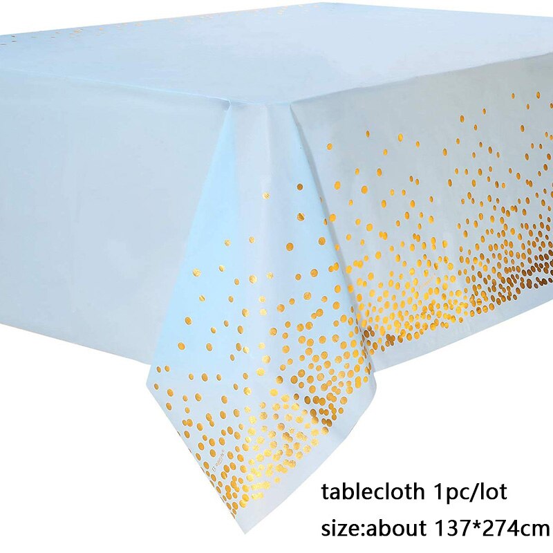 Nappe de Table à Pois Or, Rose et Argent de Décoration, Nappes Dorées d&#39;Anniversaire d&#39;Adultes, de Fête, Fourniture de Mariage, 137x274cm: D