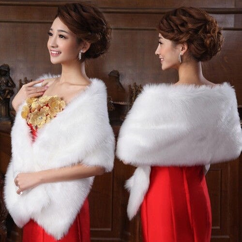 Mode Bruids Faux Fur Lange Sjaal Stola Wraps Shrug Sjaal One Size