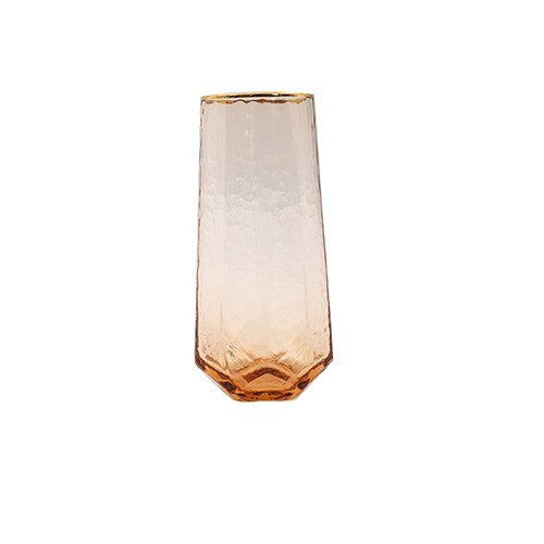 Geometrische Wijn Glazen Bekers Gehamerd Loodvrij Champagne Glas Coral Gold Side Rode Wijn Beker Glas: Tall glass