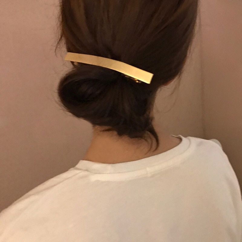 AOMU Trendy Minimalist Metal Texture Metal Gold Silver Color Hairpin Spring Clip for Women Hair Accessorie Styling Tool