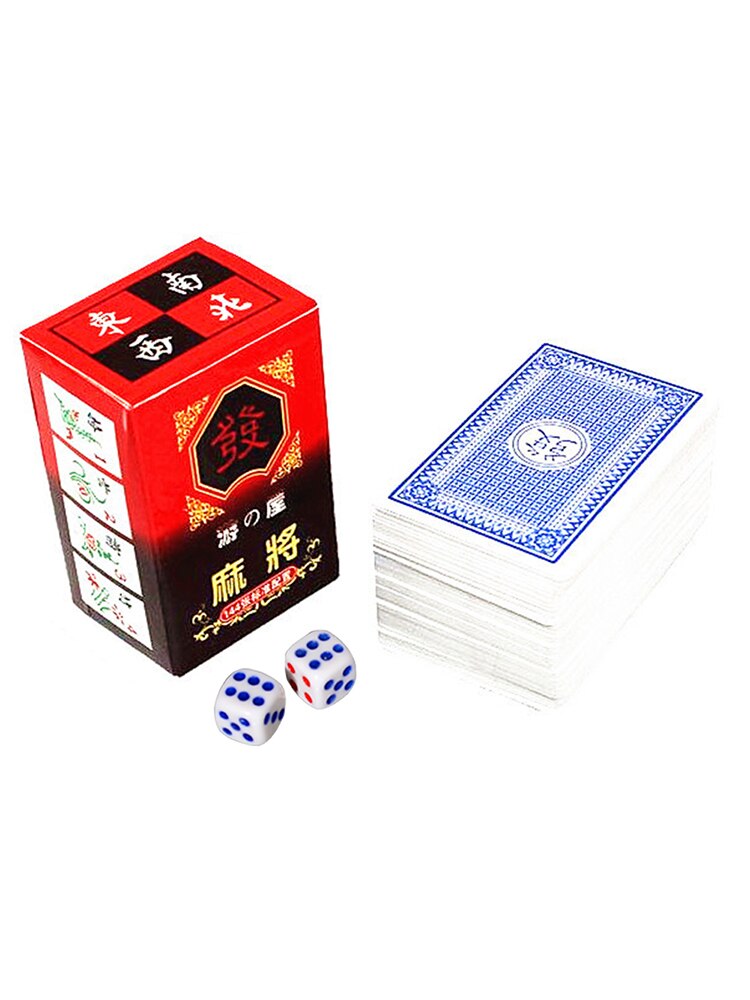 Chinese traditionele mahjong speelkaarten met 2 dobbelstenen voor de lol familie vriend tafelspel kaarten 144 kaarten/set mahjong kaarten