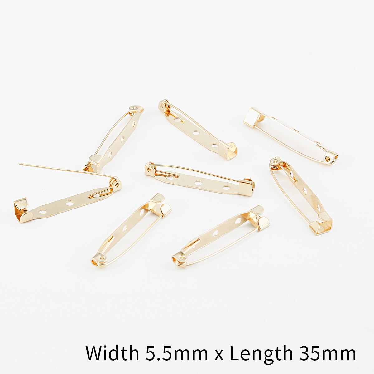 10pcs/lot 15 20 25 30 35 mm Brooch Clip Base Pins Safety Pins Brooch Settings Blank Base For DIY Jewelry Making Supplies: 5x35mm KC Gold