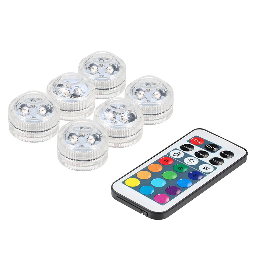 Remote Controlled RGB Submersible Light Battery Operated Underwater Night Lamp Vase Bowl Outdoor Garden Wedding Party Decoration: 6PCS