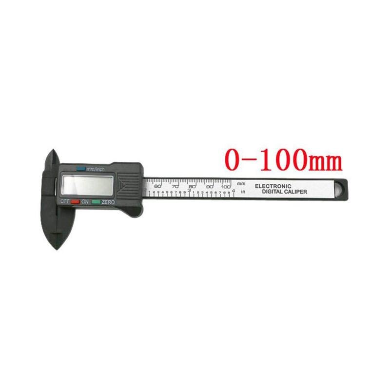 Digital Caliper, 100mm 4 inch LCD Digital Electronic Carbon Fiber Vernier Caliper Gauge Micrometer GOTD (Black)