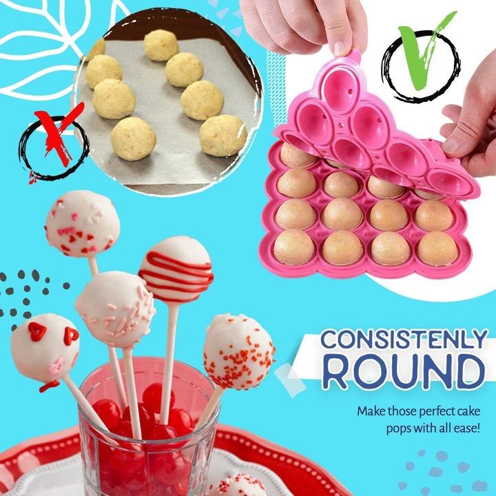 Pro Cake Pops Mold 20 Grids Big Size Silicone Ice Cream Mold Popsicle Molds Ice Tray Fruit Ice Moulds Round Shape Pink