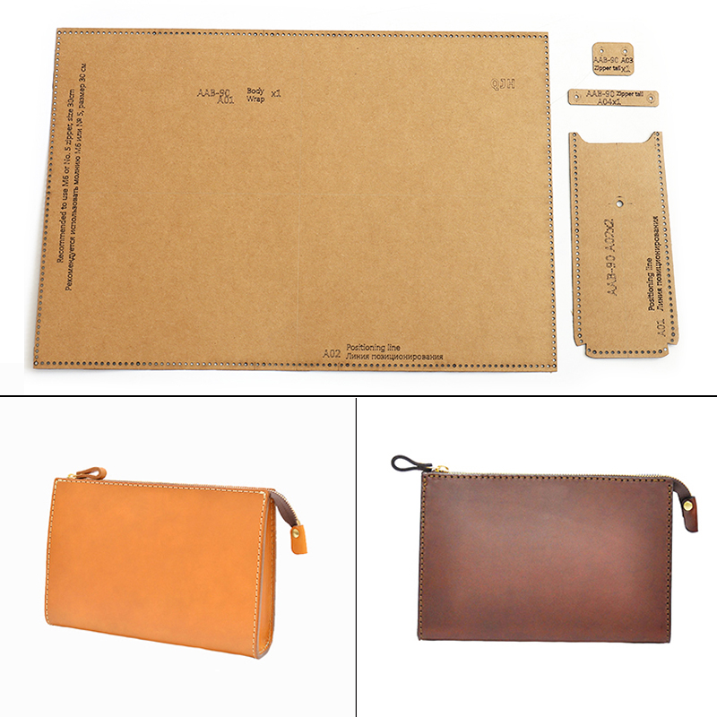 Cartera de mano para hombre, herramienta de cuero artesanal, plantilla de papel acrílico y Kraft, plantilla de bolso Artesanal de cuero hecha a mano, 24x15, nueva