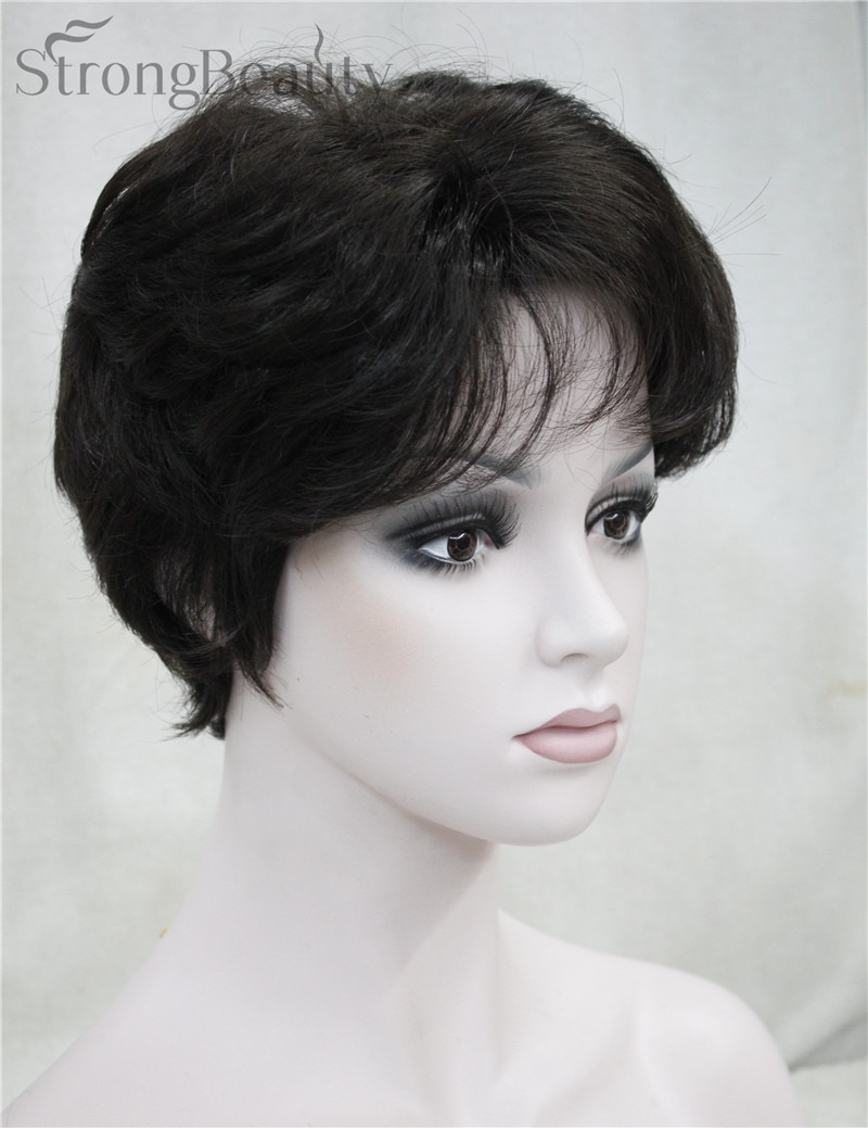 Sterke Beauty Synthetische Klassieke Korte Krullend Natuurlijke Blonde Bruine Pruiken Capless Vrouwen Pruik