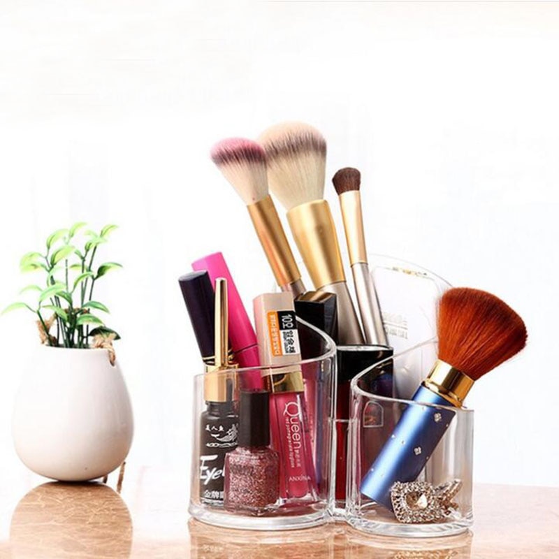 Caja de almacenamiento de brochas de maquillaje, organizador de cosméticos, soporte de exhibición de lápiz labial, caja de almacenamiento transparente, acabado de escritorio para baño y hogar