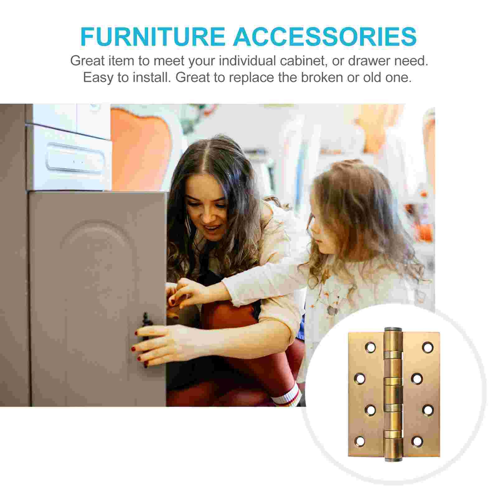 1pc Stainless Steel Flat Hinge Thickened Flat Hinge Hinge Golden