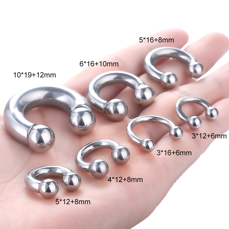 1 Stk/partij Staal Grote Grote Formaat Hoefijzer Ring Neus Piercing Oor Expander Bcr Hoop Earring Septum 12-00G mannelijke Intieme Lichaam Sieraden