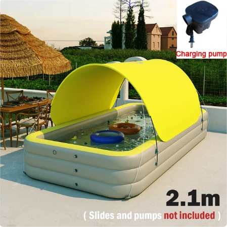 2.1/2.6/3.1M Inflatable Swimming Pool PVC Framed Swimming Pool Thickening Swimming Pool for Summer Outdoor Indoor: Rose
