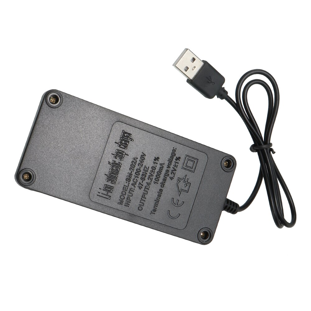 USB smart battery charger fast charge rechargeable li-on battery automatic stop +2x 5000mah/ 5800mah 18650 battery