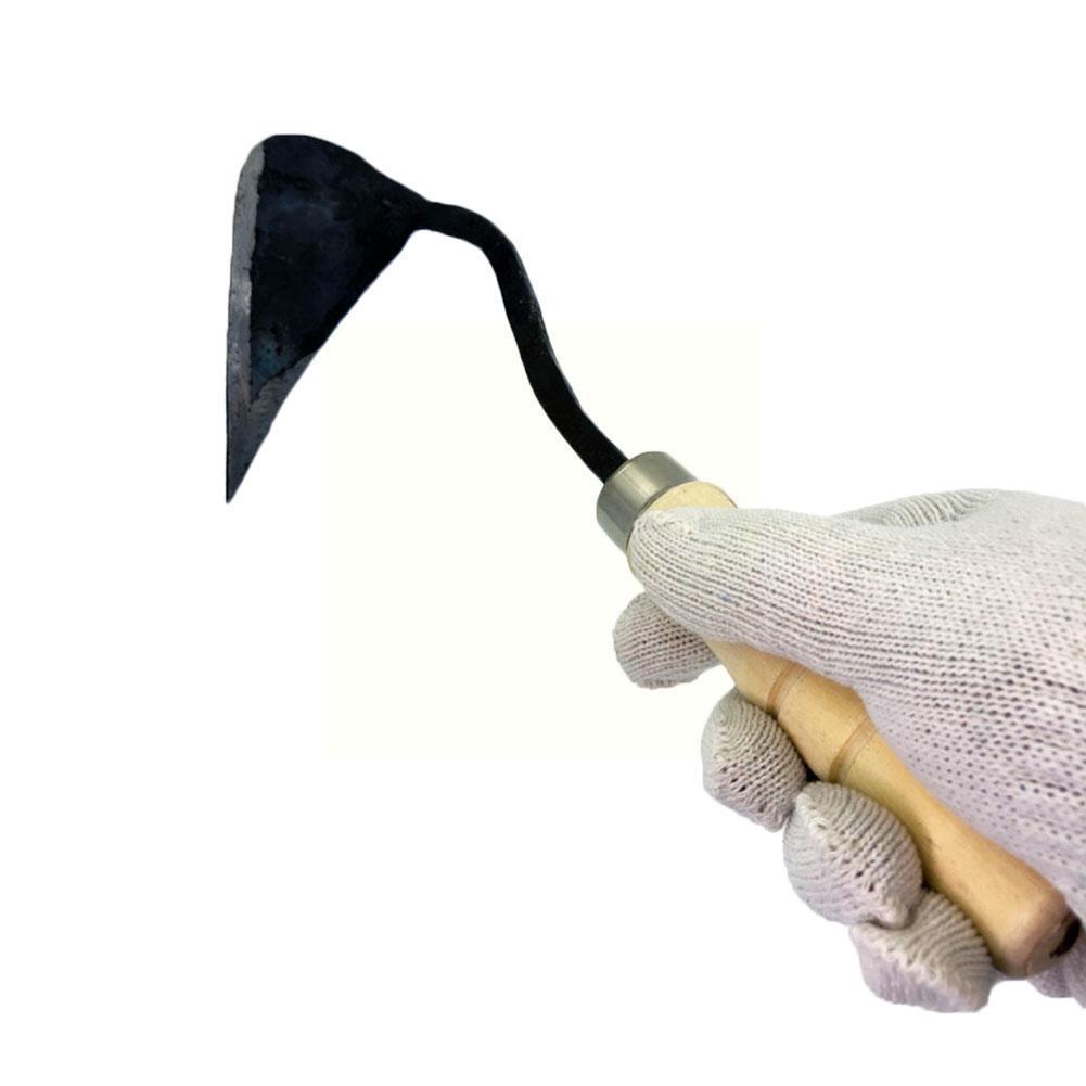 Gardening Hoe Small Wooden Handle Crooked Triangular Multifunctional Digger Seedling Tip Agriculture Hoes Tools Garden Tool K0o4