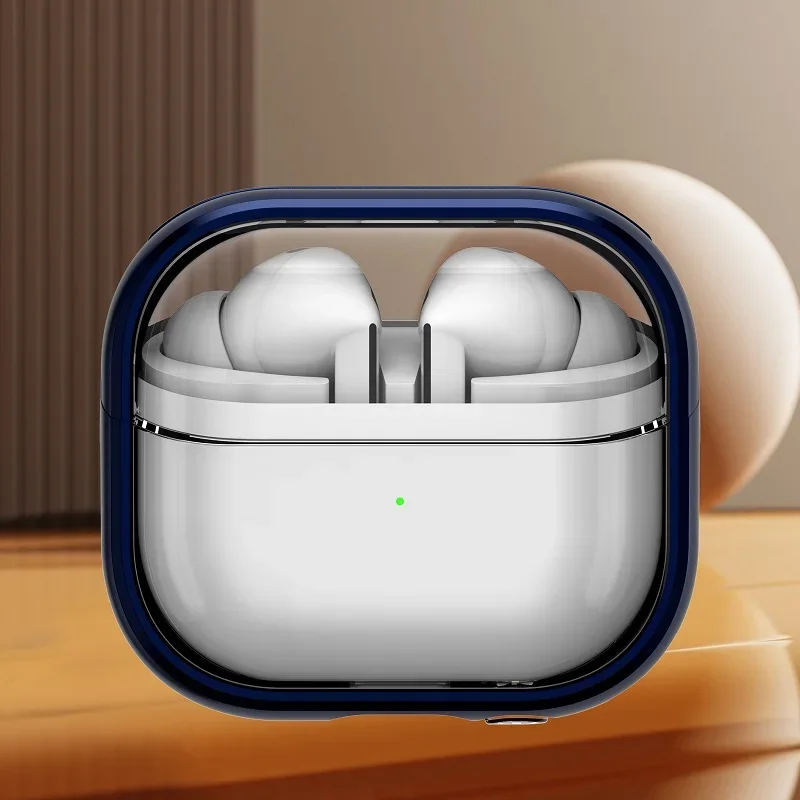 Luxe transparante standaard hoofdtelefoonhoes voor Samsung Galaxy Buds 3 Pro Bluetooth-oordopjes Oplaaddoos Sleutelhanger oortelefoonhoes: 3XS / Blauw