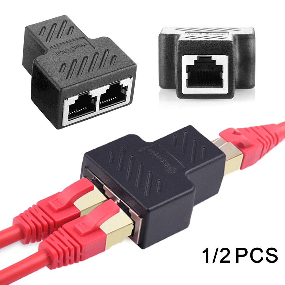 1 To 2 Ways RJ45 Ethernet LAN Network Splitter Double Adapter Ports Coupler Connector Extender Adapter Plug