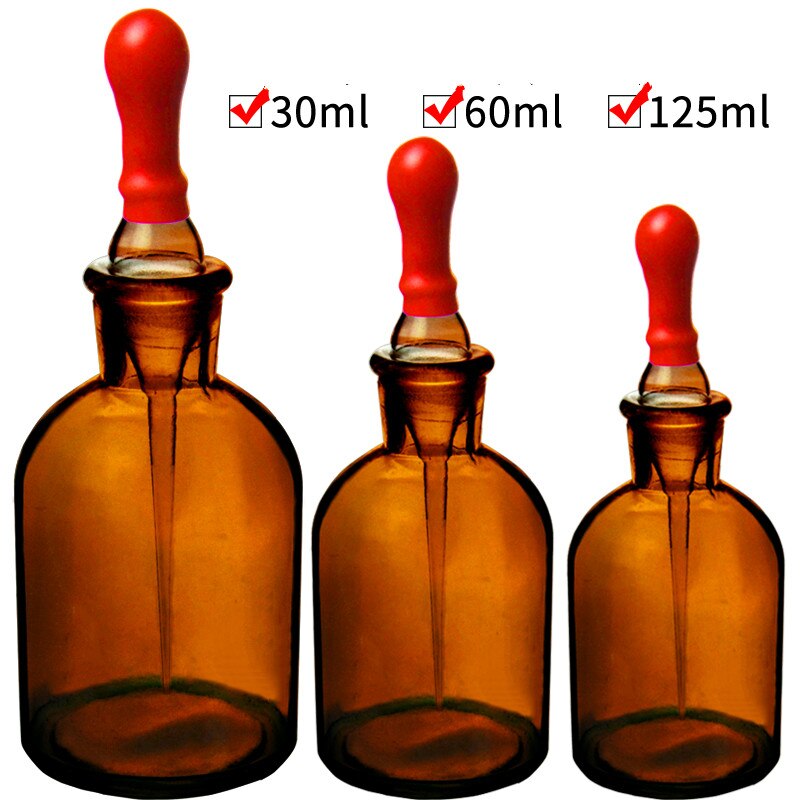 30ml 60ml 125ml Glass Drip Bottle Brown Drip Bottle with Plastic Head Chemical Experimental Transparent Lab Dropping Bottle