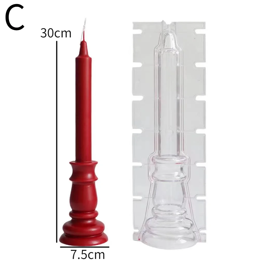 Candelabro cilíndrico de aguja grande con forma de vela, molde de plástico, vela artesanal para iglesia, Kit hecho a mano, decoración de de boda y de cumpleaños: Amarillo claro