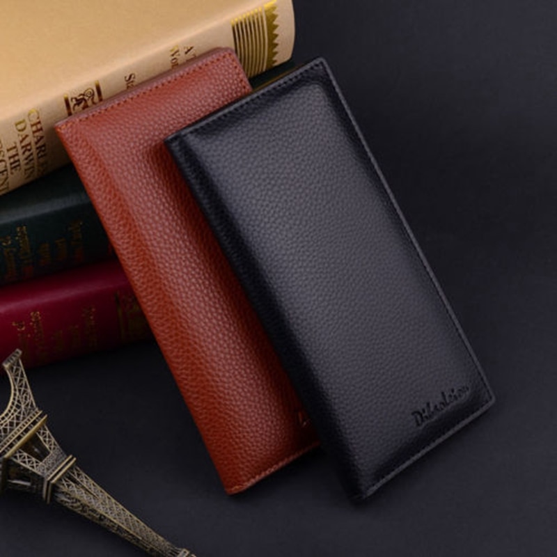 Lange uformelle lommeboklommer i skinn kortveske clutch bifold veske multikortholder sjekkbok veske bifold veske