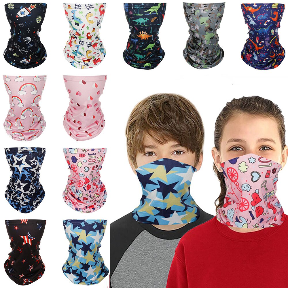 Enfants élastique Anti-UV tête visage cou guêtre Tube anti-poussière Bandana écharpe demi visage foulards en plein air cyclisme accessoires