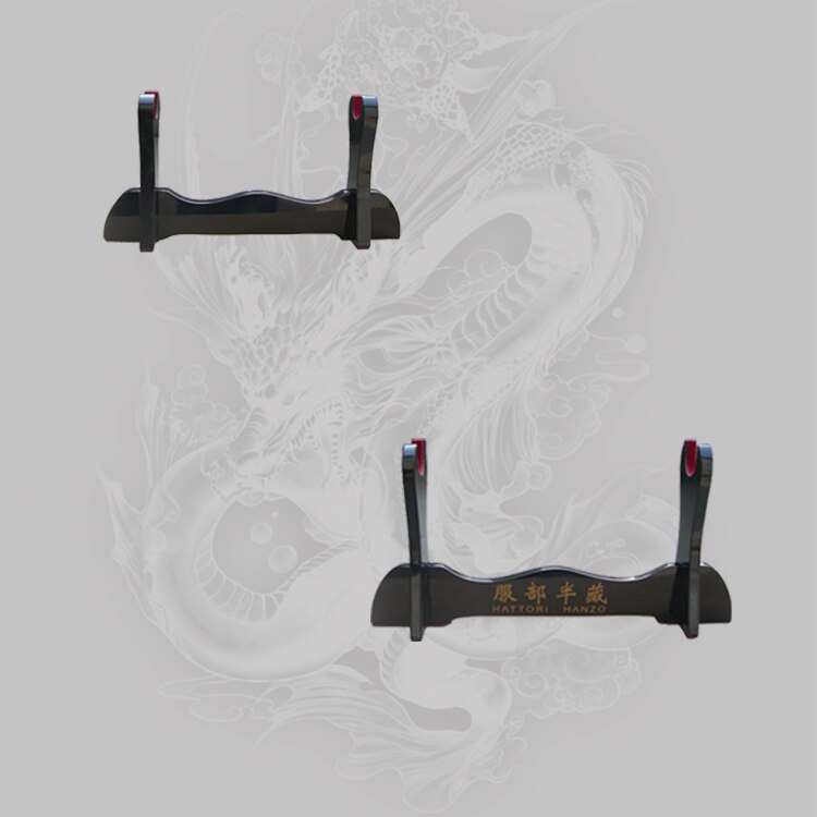 Wooden Sword Display Stand Black Glossy Lacquered-One layer