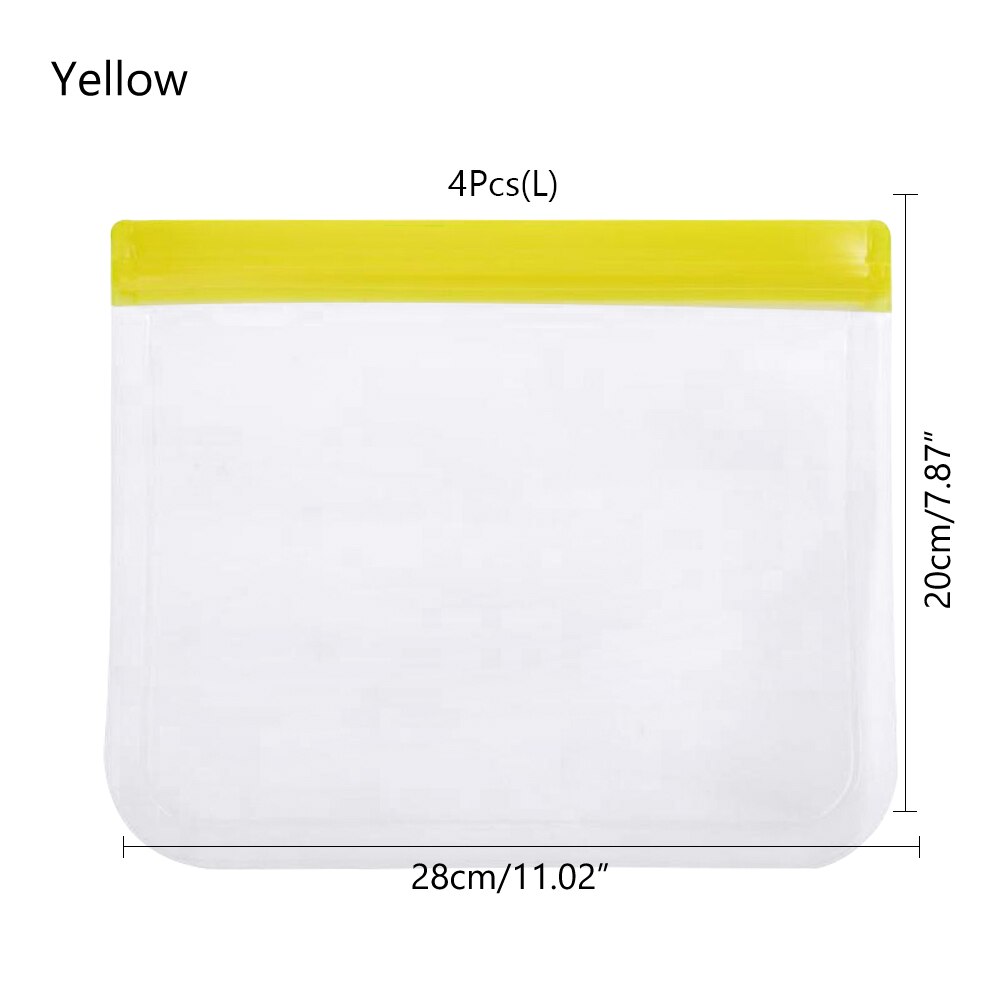 4Pcs Sandwich Pouch Containers Reusable Food Storage Bag Silicone Leakproof Fresh Fruit Pouch Freezer Bags Cup Ziplock Shut: 011