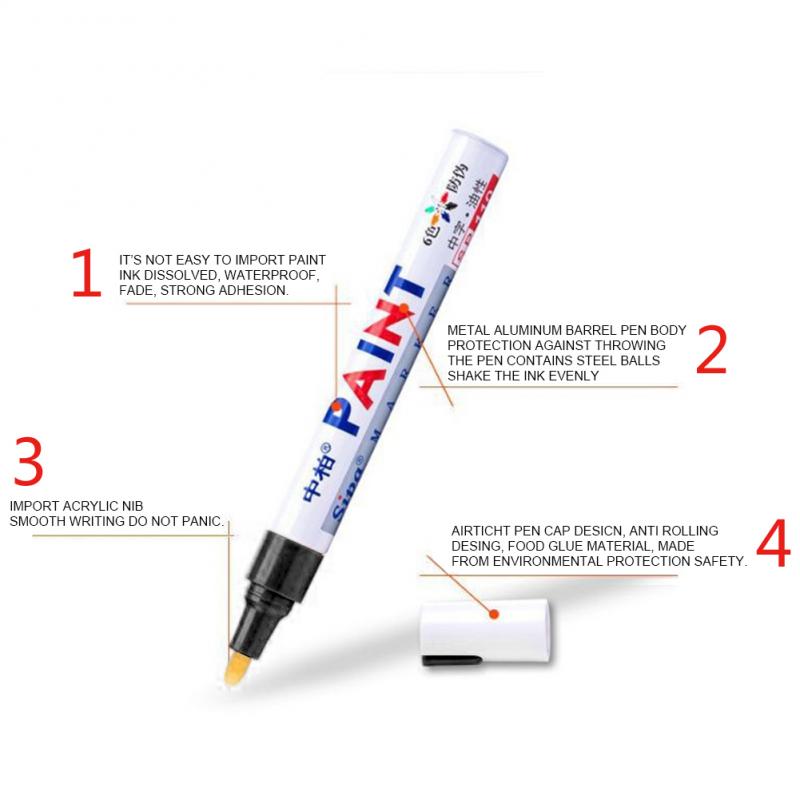 DIY Album Black Card Metal Pen Touch Up Pen Tire Pen Lacquer Oil Pen Auto Rubber Tyre Tread Metal Permanent Paint Marker: black