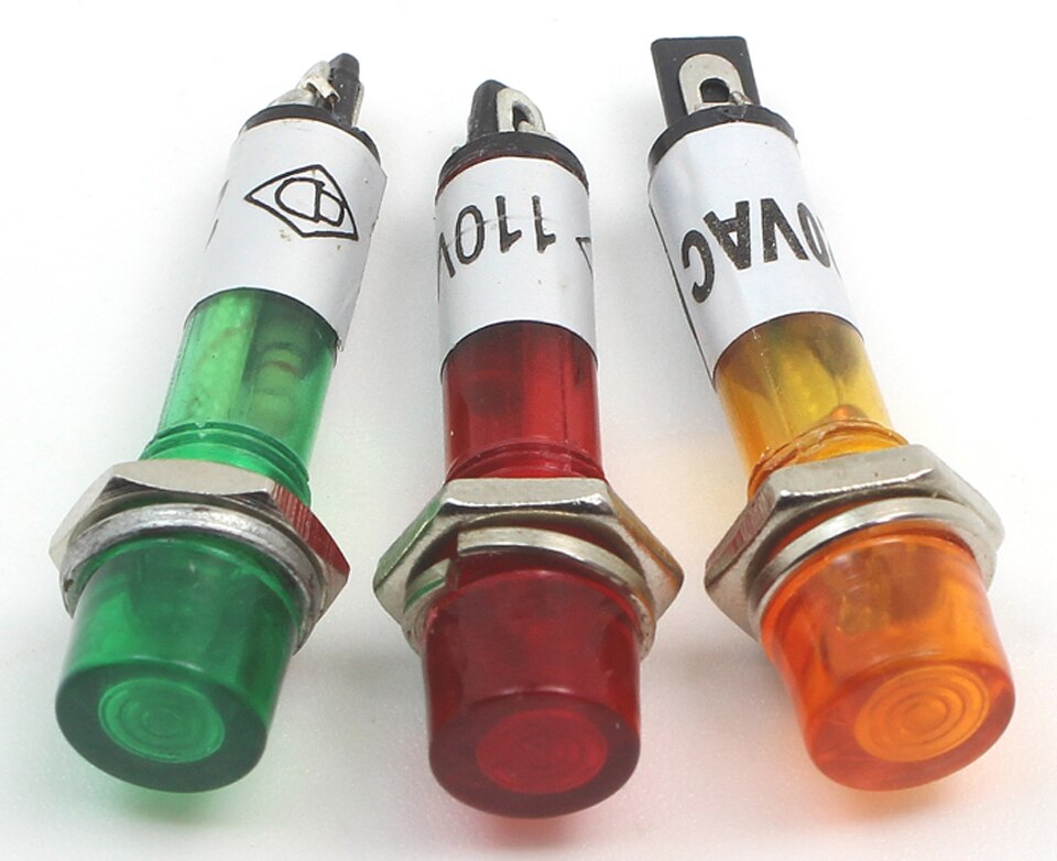 Electric oven 10mm mounting dia Indicator Light 12v 24v 220v red green pilot indicator plastic pin indicator lamp warning light