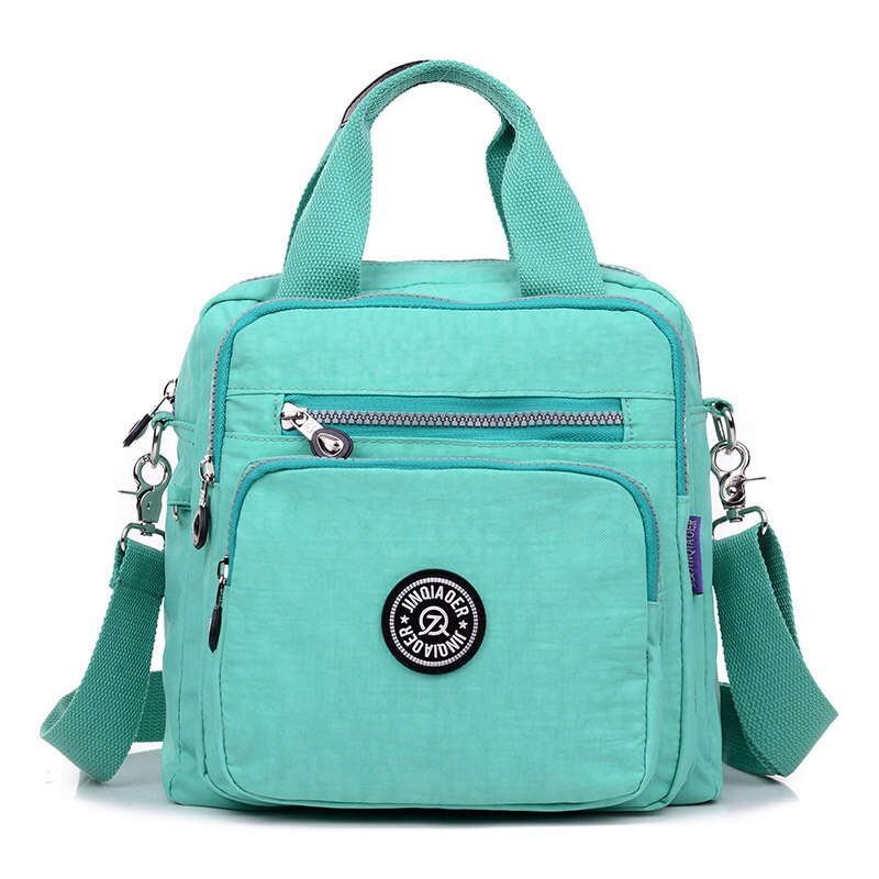 Tas Vrouwen Stijl Waterdichte Nylon Tas Crossbody Tas Mode Mama Schouder Multi-Functionele Rugzak: Emerald
