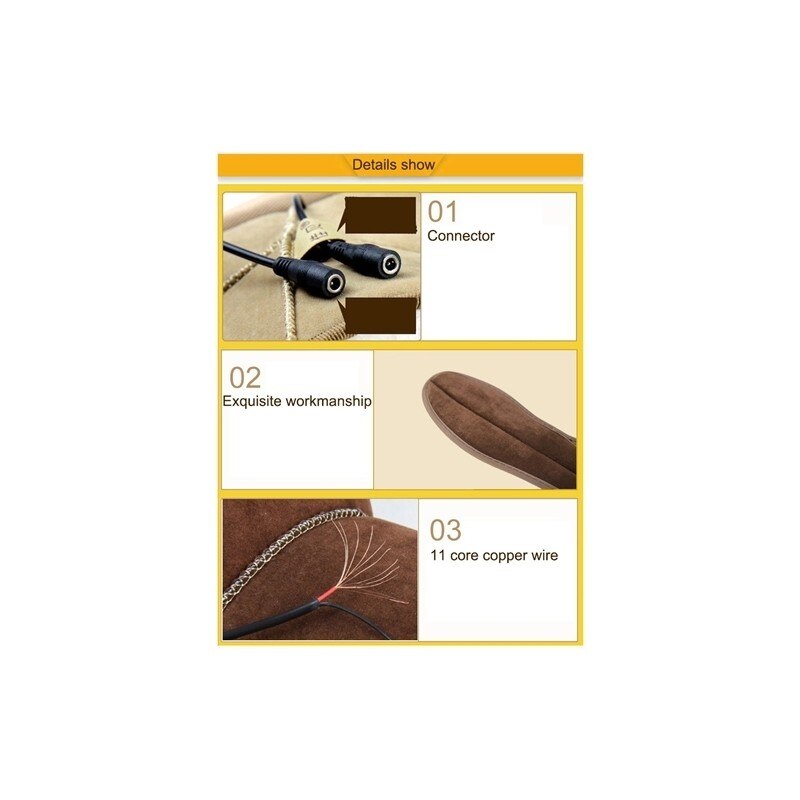 Semelles chauffantes électriques alimentées par marron USB gardent les pieds chauffent le pad avec câble d'USB et l'adapteur de