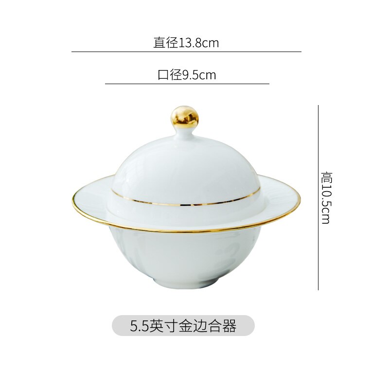 Ceramic Porcelain Plate Home Style Stew Cup With Cover Nordic Dish Plate Soup Cup Ceramic Net Red Plate: 5.5 inches